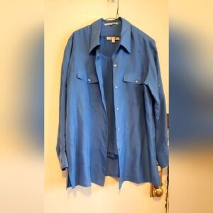 Travel Smith 100% silk 2 piece set: tank and button down shirt